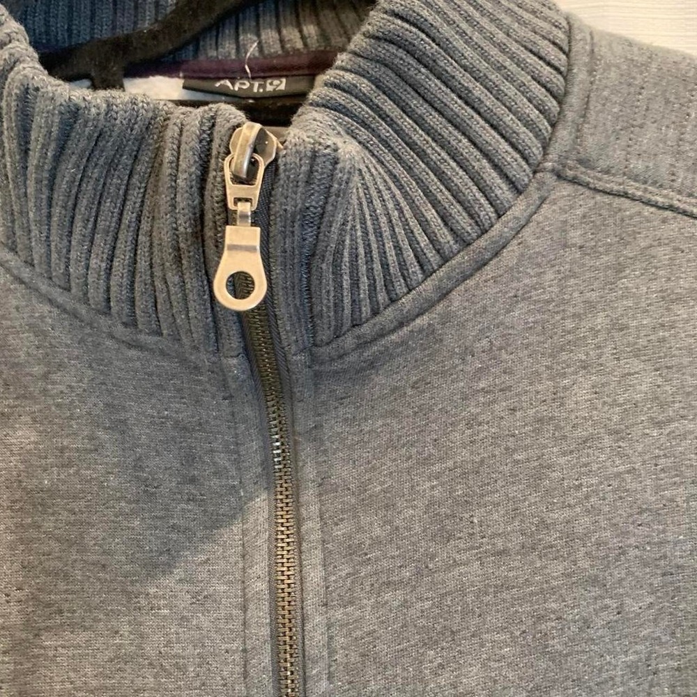 Apt. 9 Mens Full Zip Mock Neck Fleece Sweatshirt Charcoal Gray XL RN73277 - Picture 2 of 8